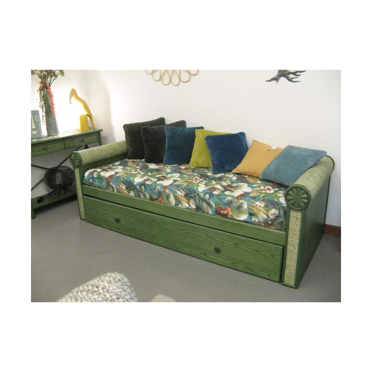 Lit Gigogne rotin 80 cm Selva