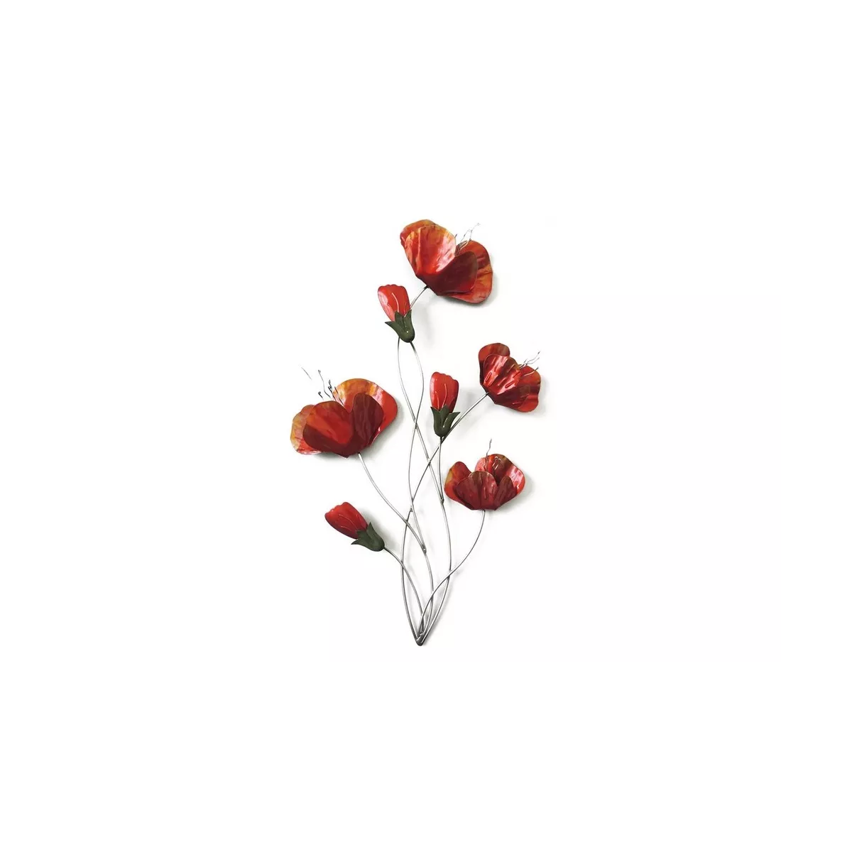 Déco Murale Métal Coqueliquots Rouges 39x69