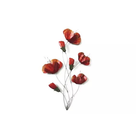 Déco Murale Métal Coqueliquots Rouges 39x69