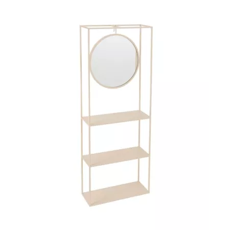 Etagère Murale Métal Beige avec miroir