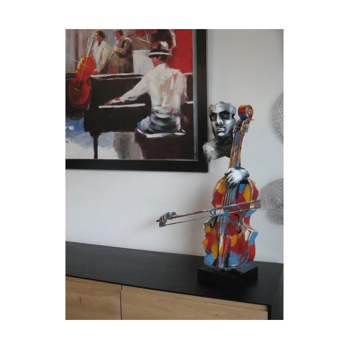 Sculpture Métal Violoncelliste Pigment