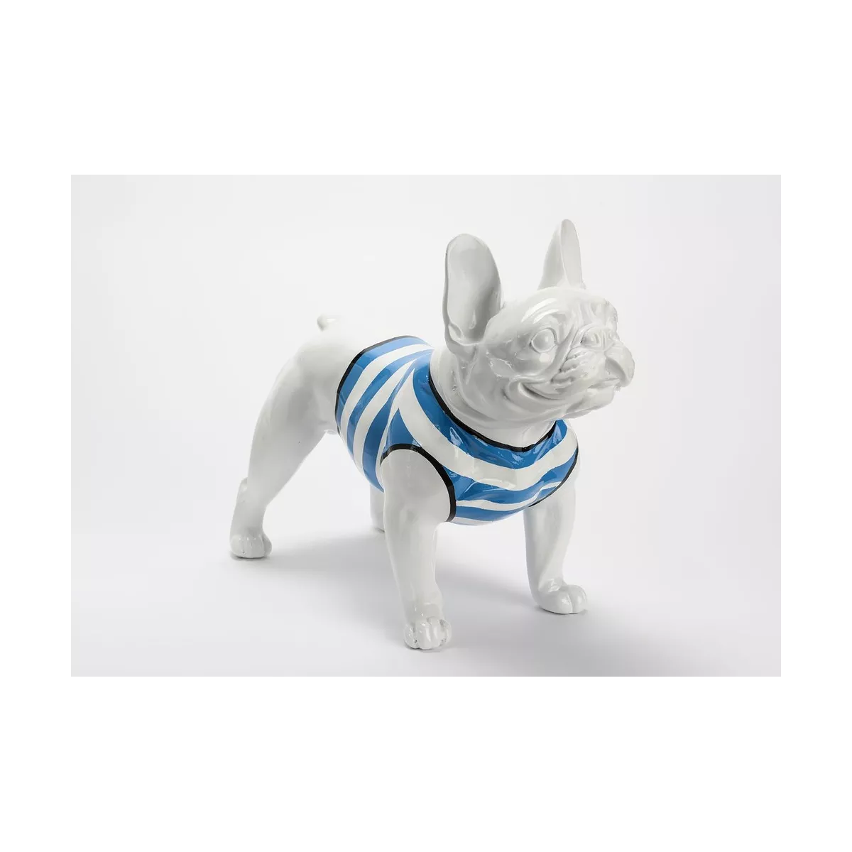 Sculpture Bulldog Mariniere Bleu H.40cm Outdoor