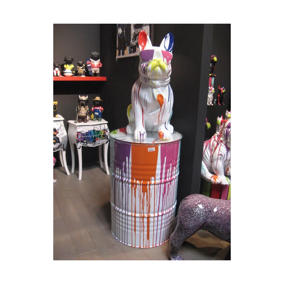 Statue Chien avec lunettes 80 cm  Colorée Outdoor