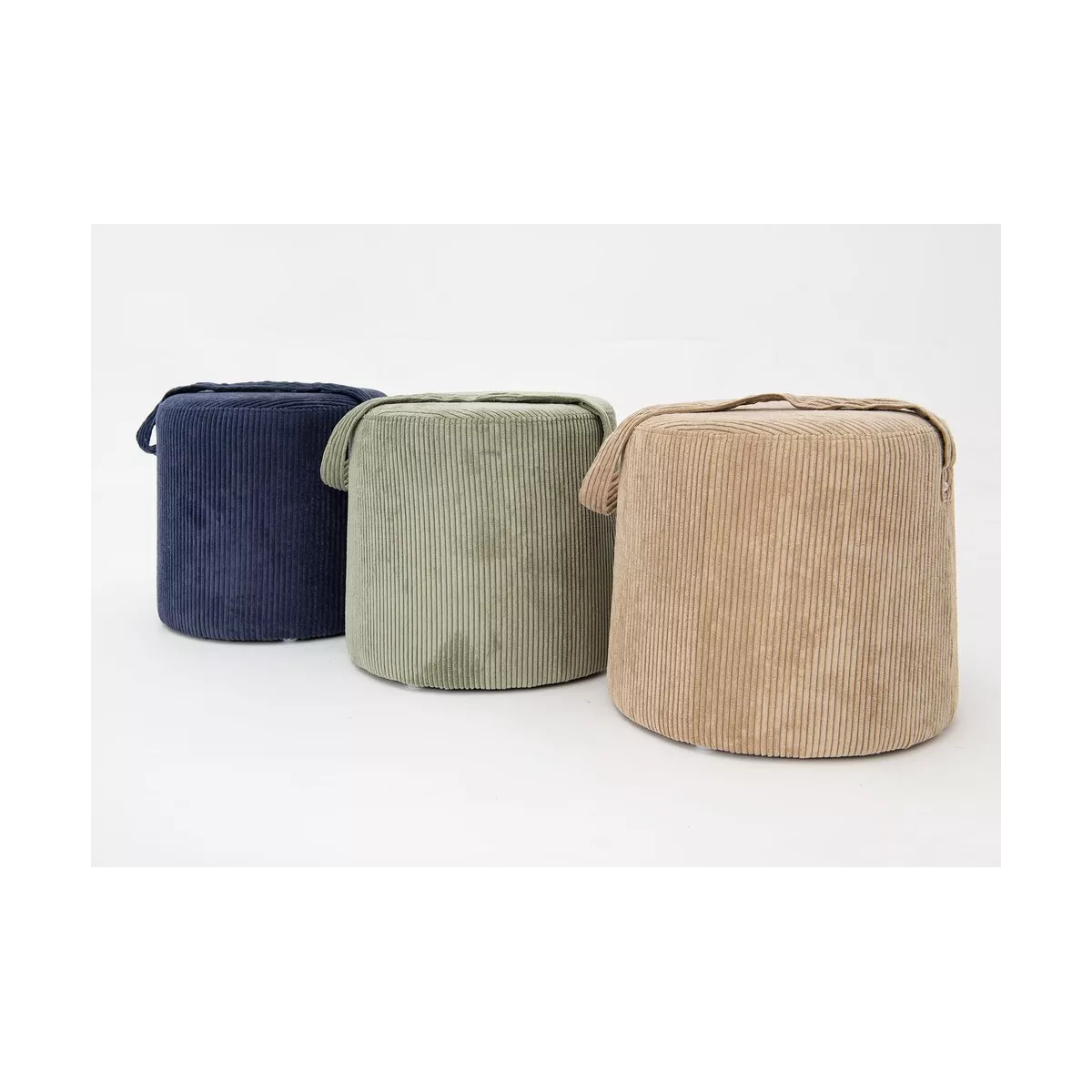 Tabouret Velours Côtelé Bleu 36x36