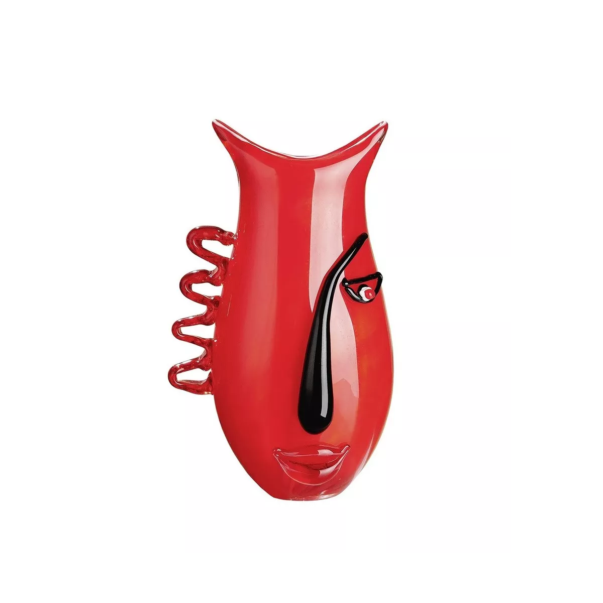 Vase Pâte de verre Visage Rouge H33 cm
