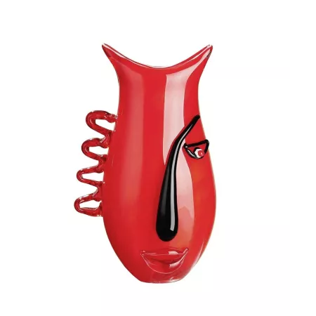 Vase Pâte de verre Visage Rouge H33 cm