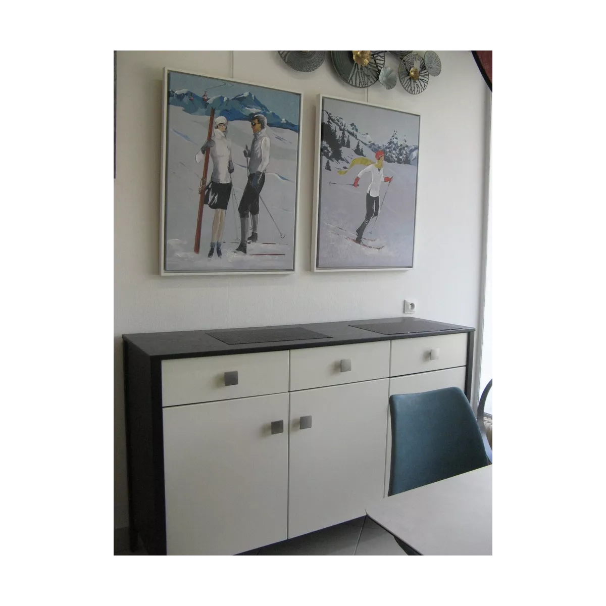 Tableau Couple de skieurs