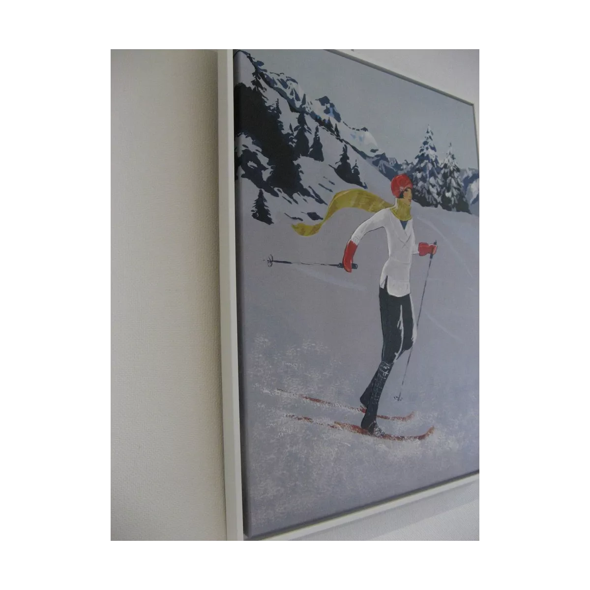 Tableau Skieuse à l'écharpe jaune