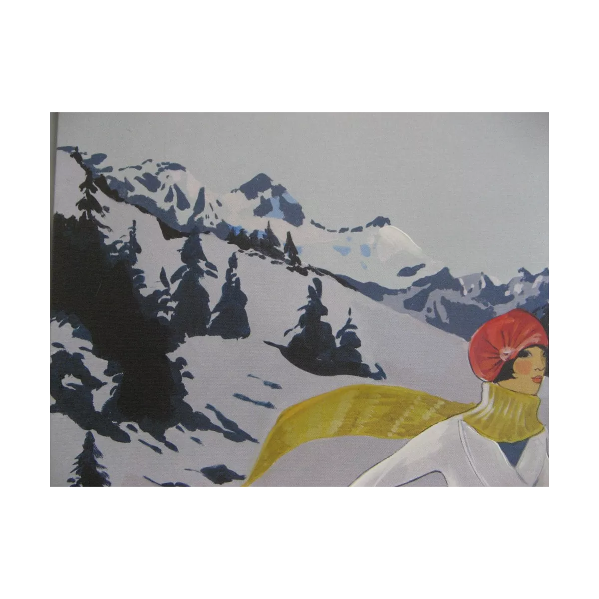 Tableau Skieuse à l'écharpe jaune