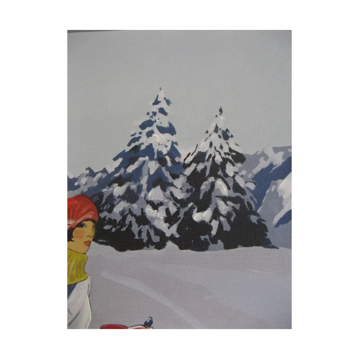 Tableau Skieuse à l'écharpe jaune