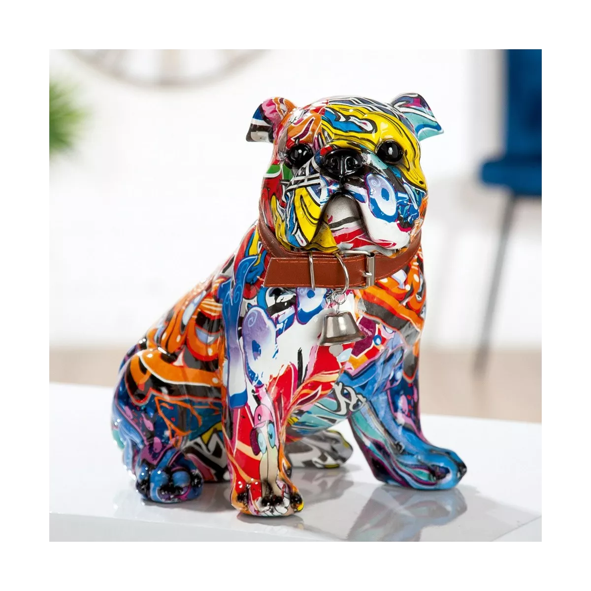 Sculpture Bulldog Assis Pop Art H.22cm