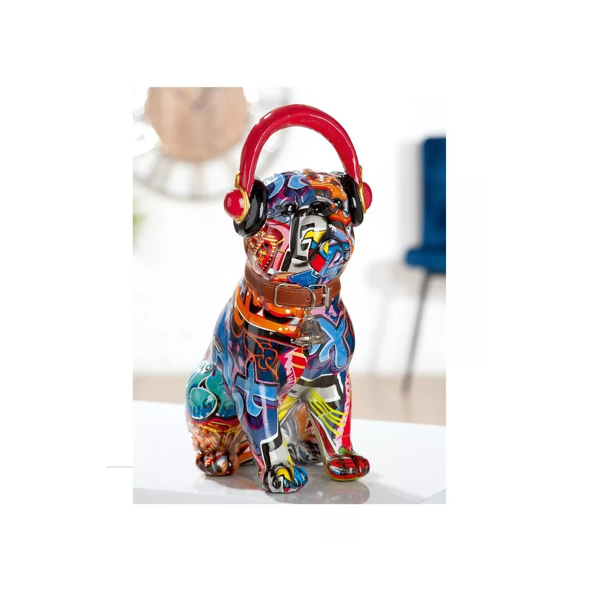 Sculpture Bulldog Music Pop Art H.30cm