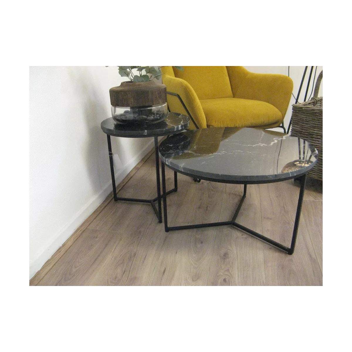 Tables Basses Marbre Primo Noir 70 X 32h cm