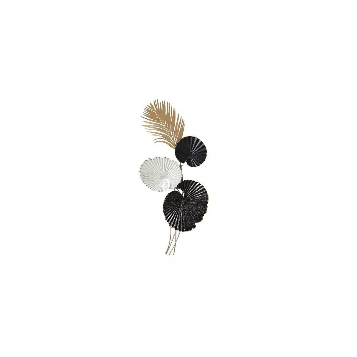 Décoration Murale Feuilles Blanc Noir Or 25x41