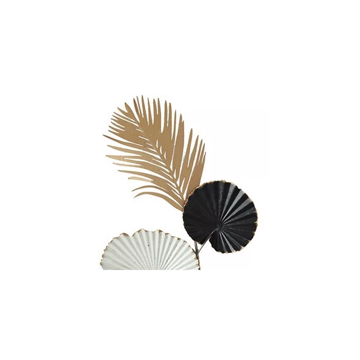 Décoration Murale Feuilles Blanc Noir Or 25x41