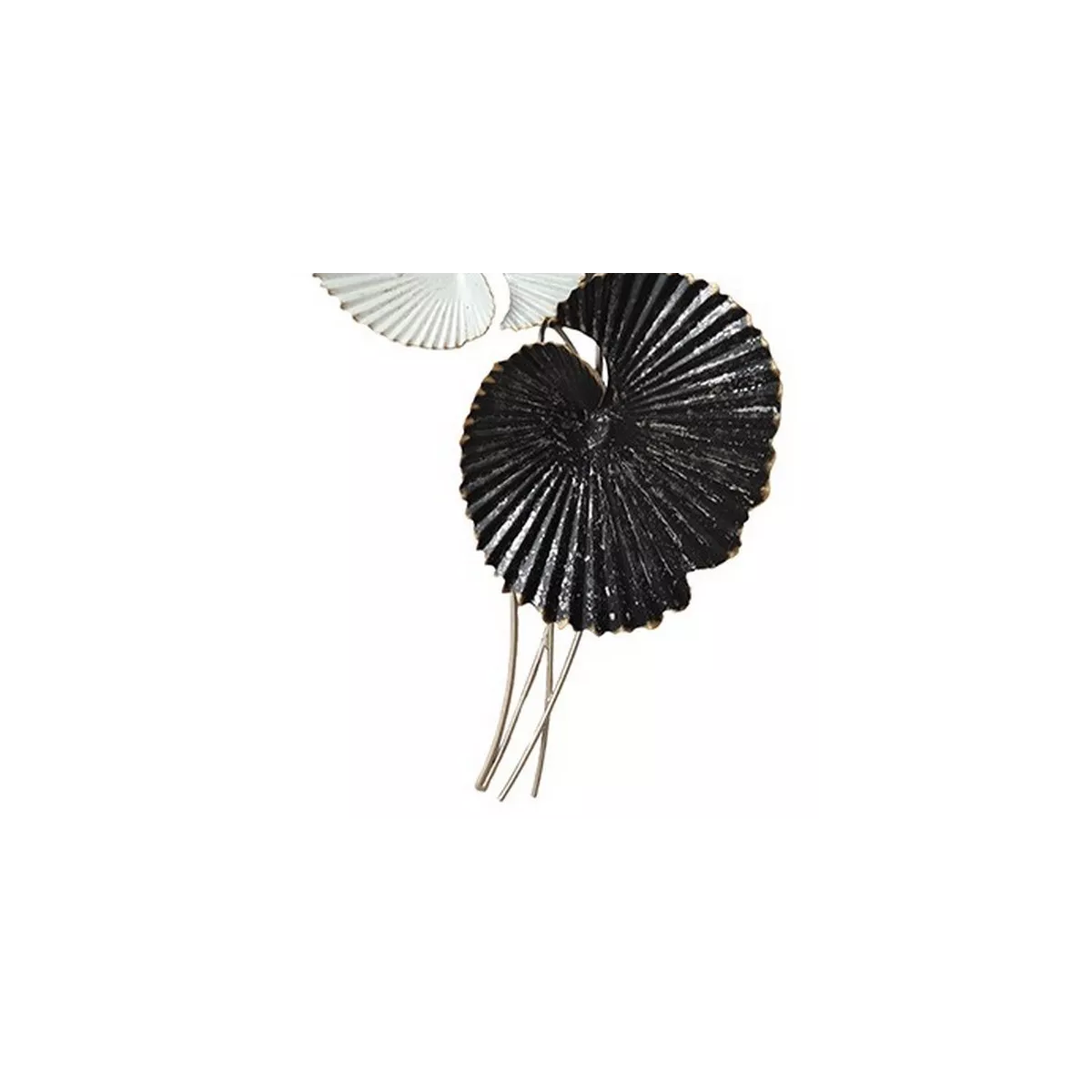 Décoration Murale Feuilles Blanc Noir Or 25x41