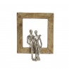 Sculpture murale Couple en aluminuim dans un cadre en Manguier 22x30