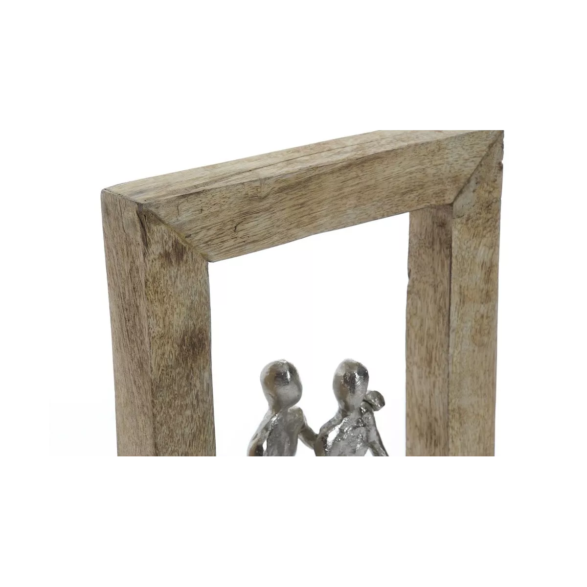 Sculpture murale Couple en aluminuim dans un cadre en Manguier 22x30