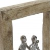 Sculpture murale Couple en aluminuim dans un cadre en Manguier 22x30