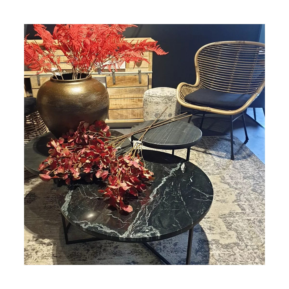 Tables Basses Marbre Primo Noir 70 X 32h cm