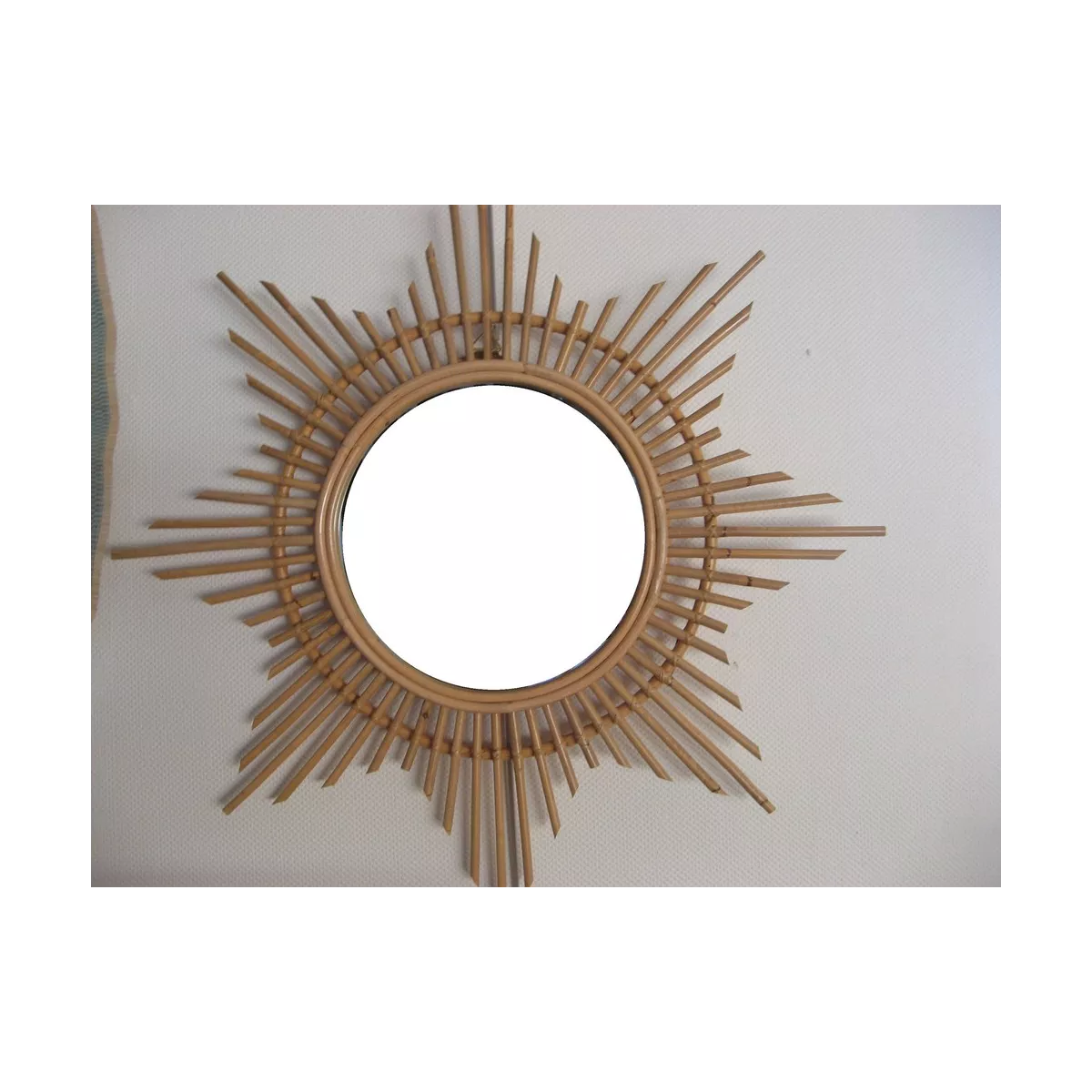 Miroir Rotin Etoile Naturel 65x65