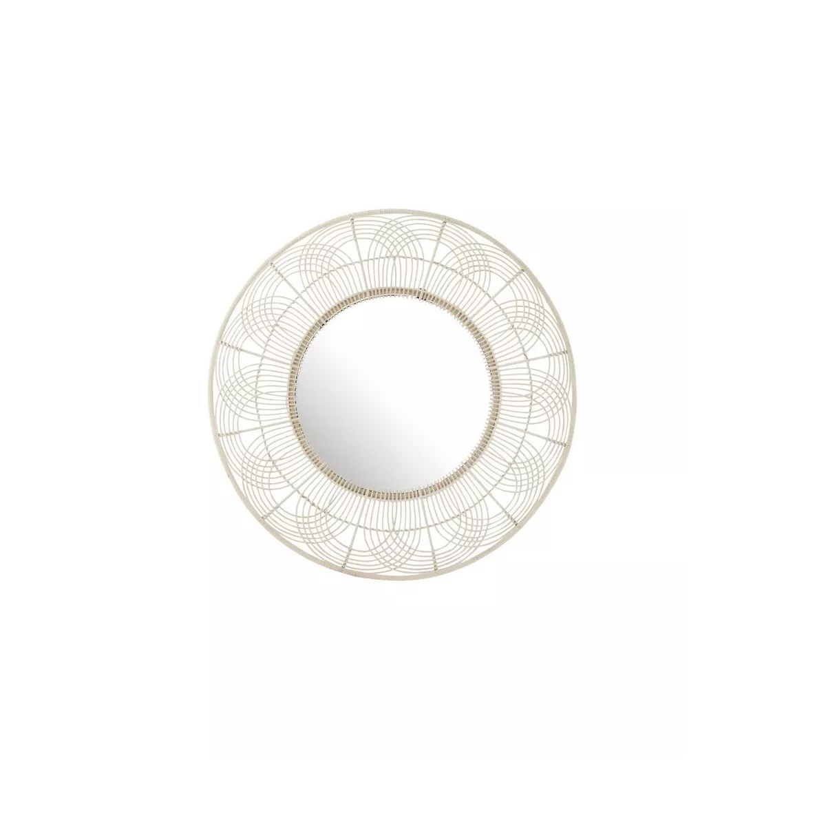 Miroir Fleur Rotin Blanc cérusé 111x111
