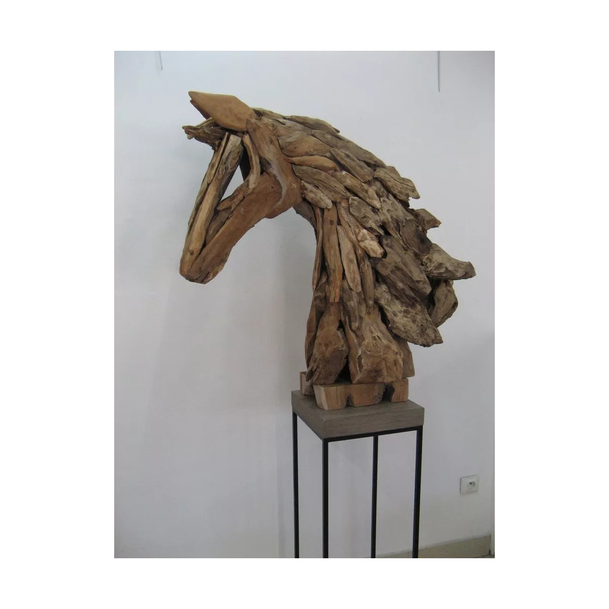 Tête de Cheval en Bois Flotté H.104cm