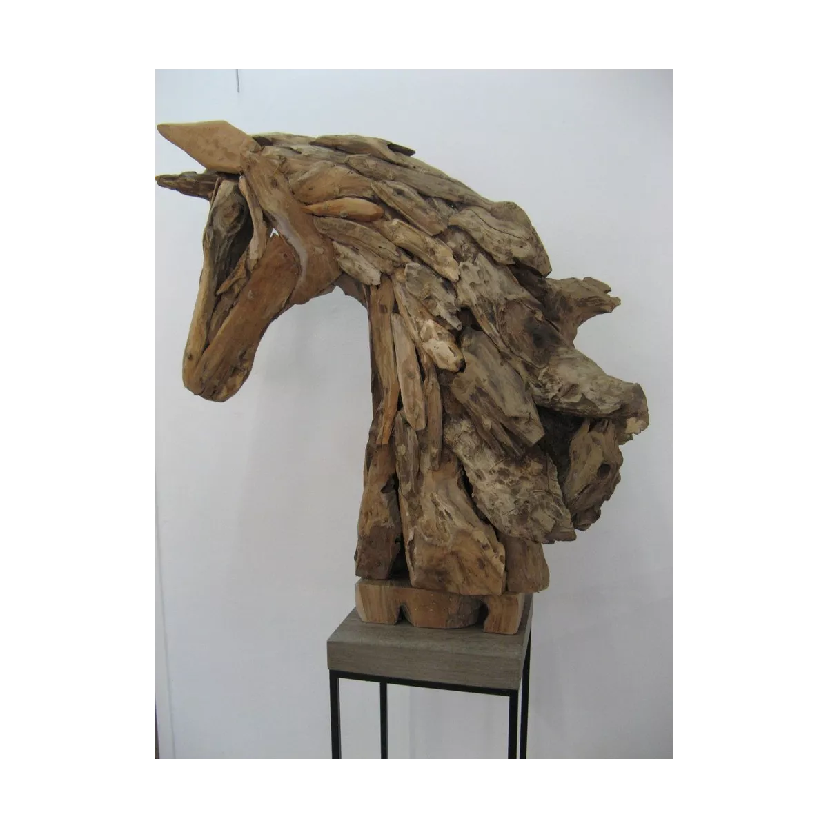 Tête de Cheval en Bois Flotté H.104cm