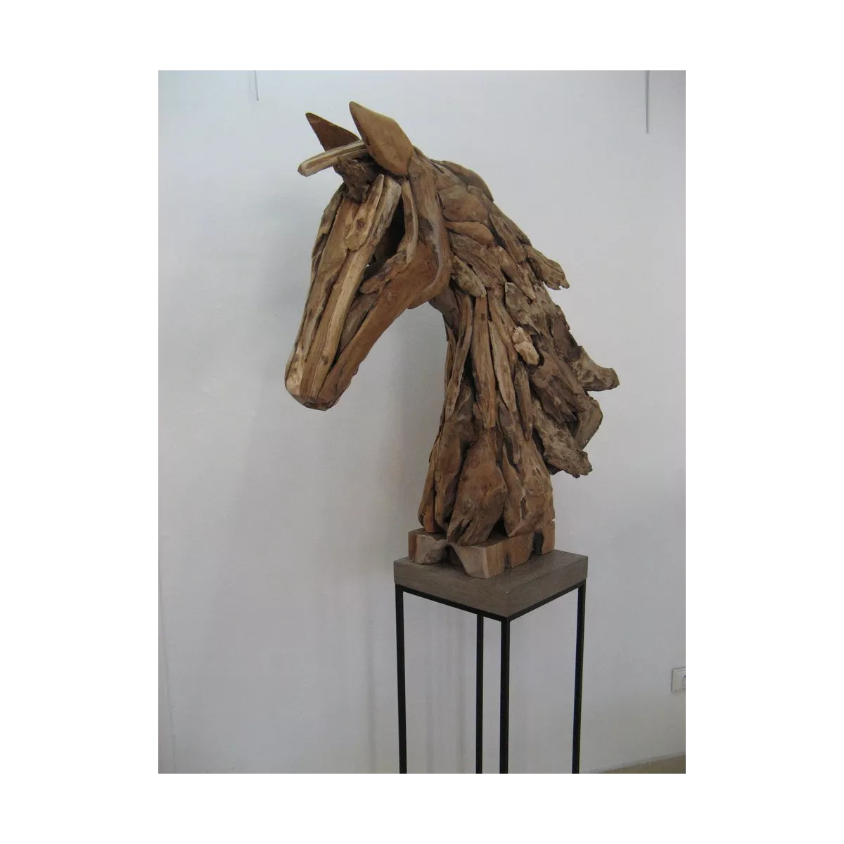 Tête de Cheval en Bois Flotté H.104cm