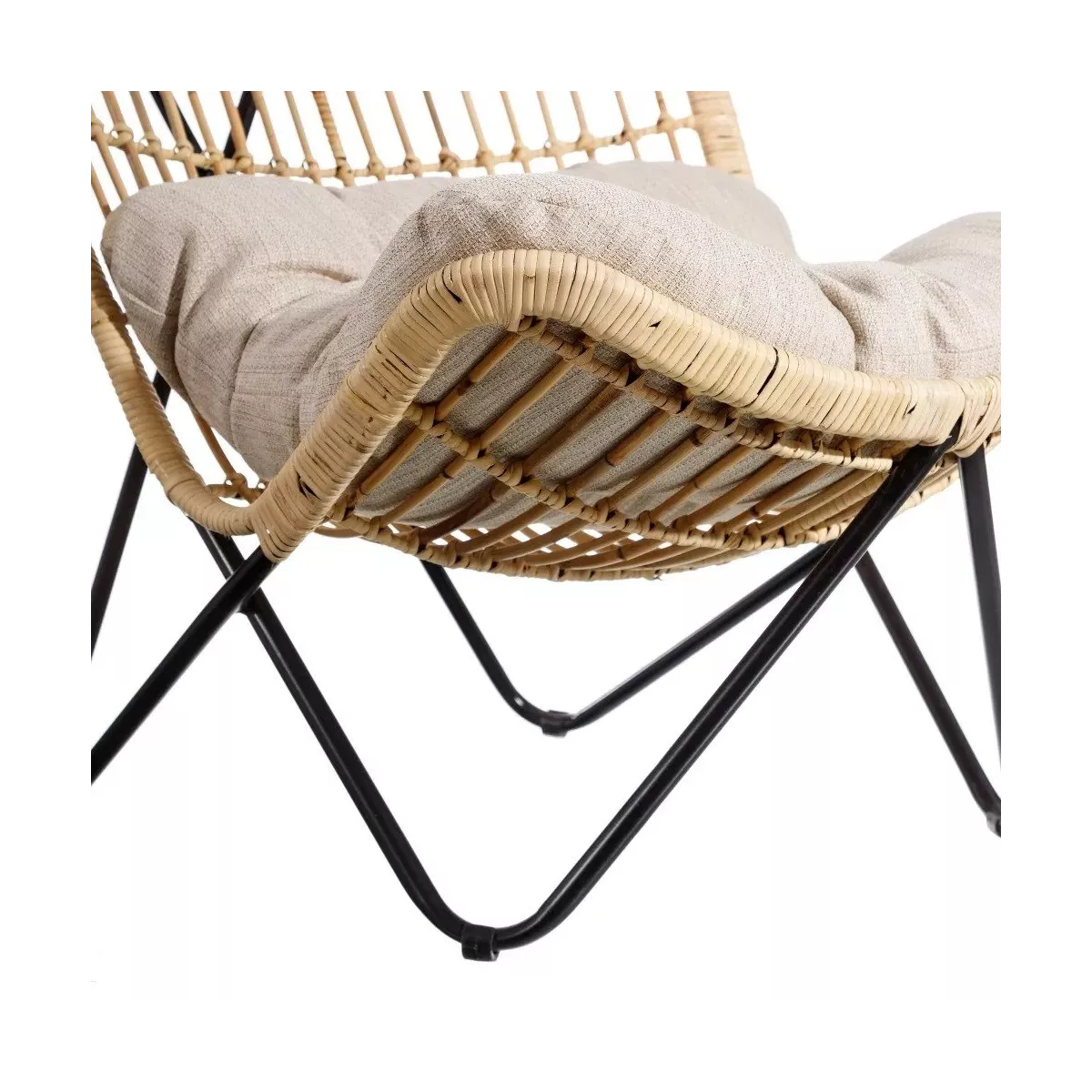 Fauteuil Namibie Rotin avec pieds en métal
