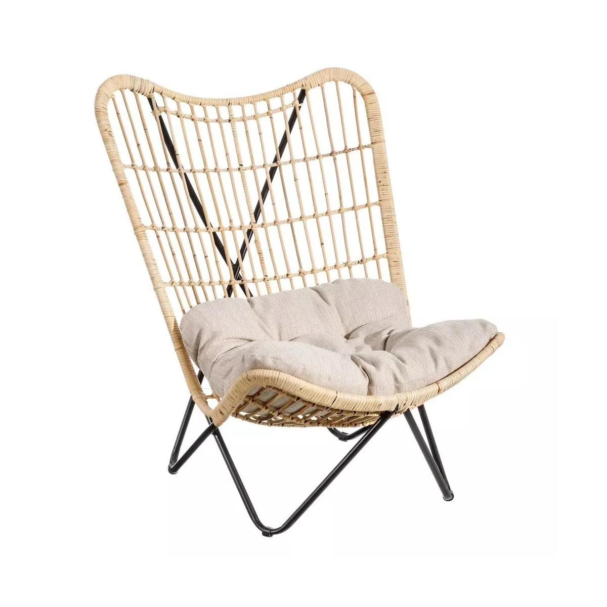 Fauteuil Namibie Rotin avec pieds en métal