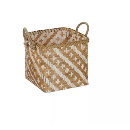 Corbeille en Bambou Blanc et Noisette 38x38