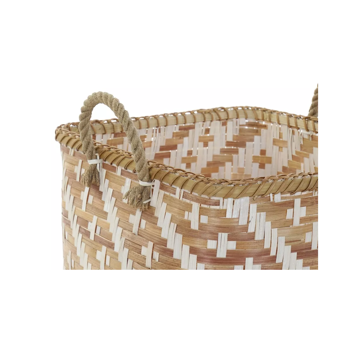 Corbeille en Bambou Blanc et Noisette 38x38