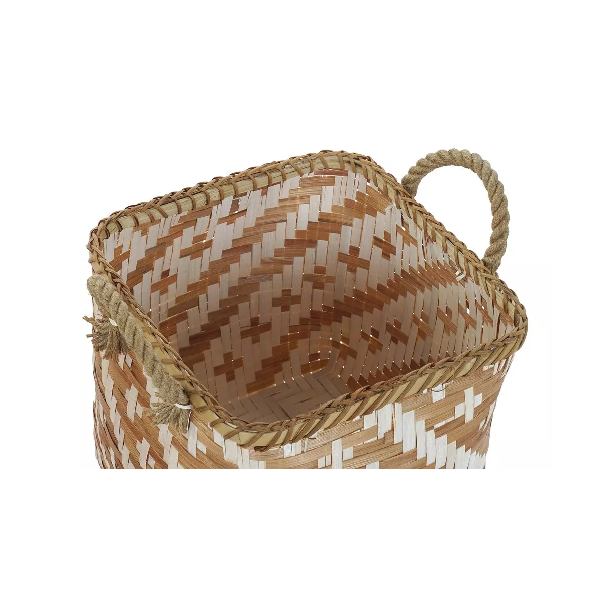 Corbeille en Bambou Blanc et Noisette 28x28