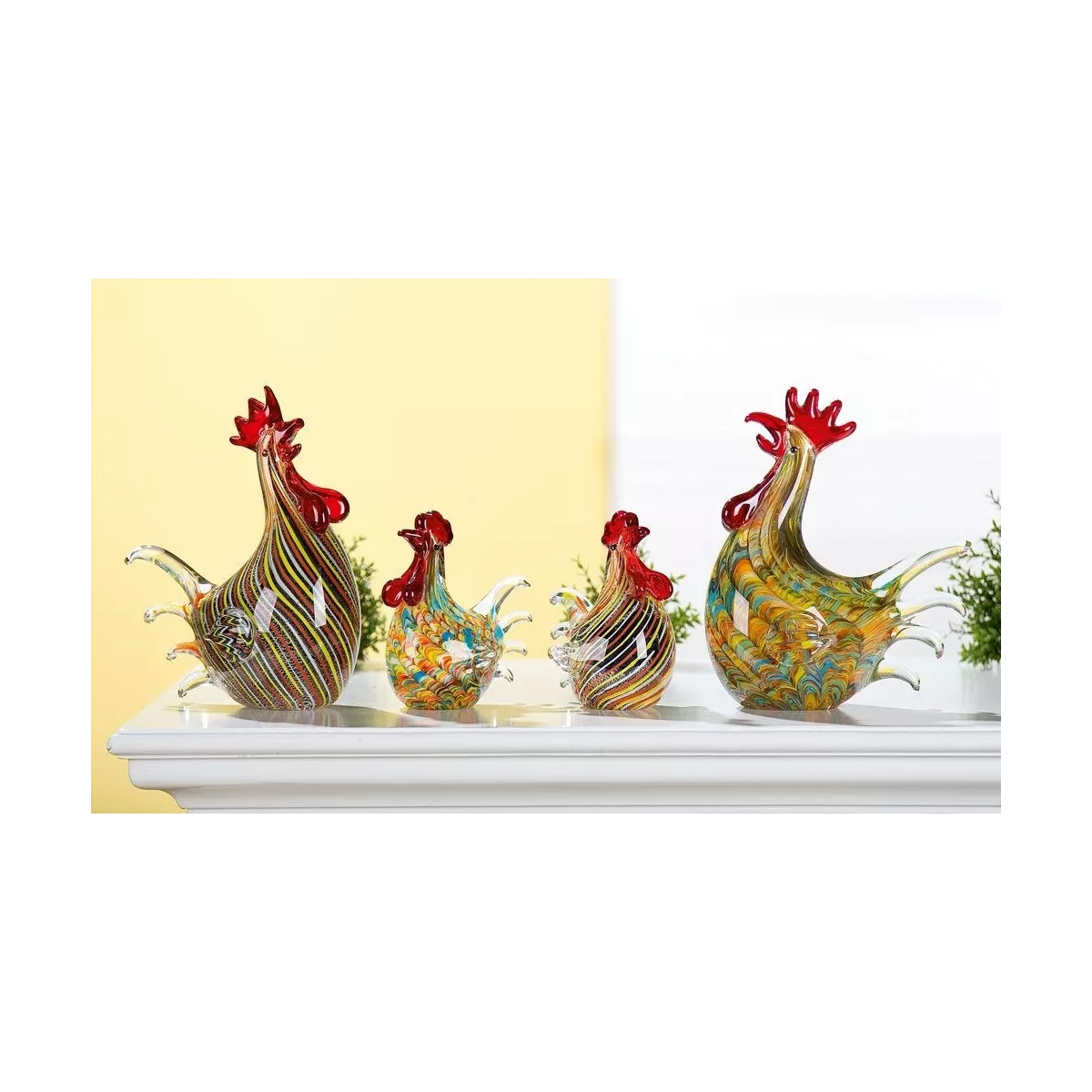 Poule Rayée en pate de verre