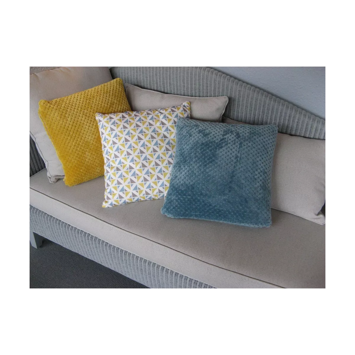 Coussin Damier Bleu Canard