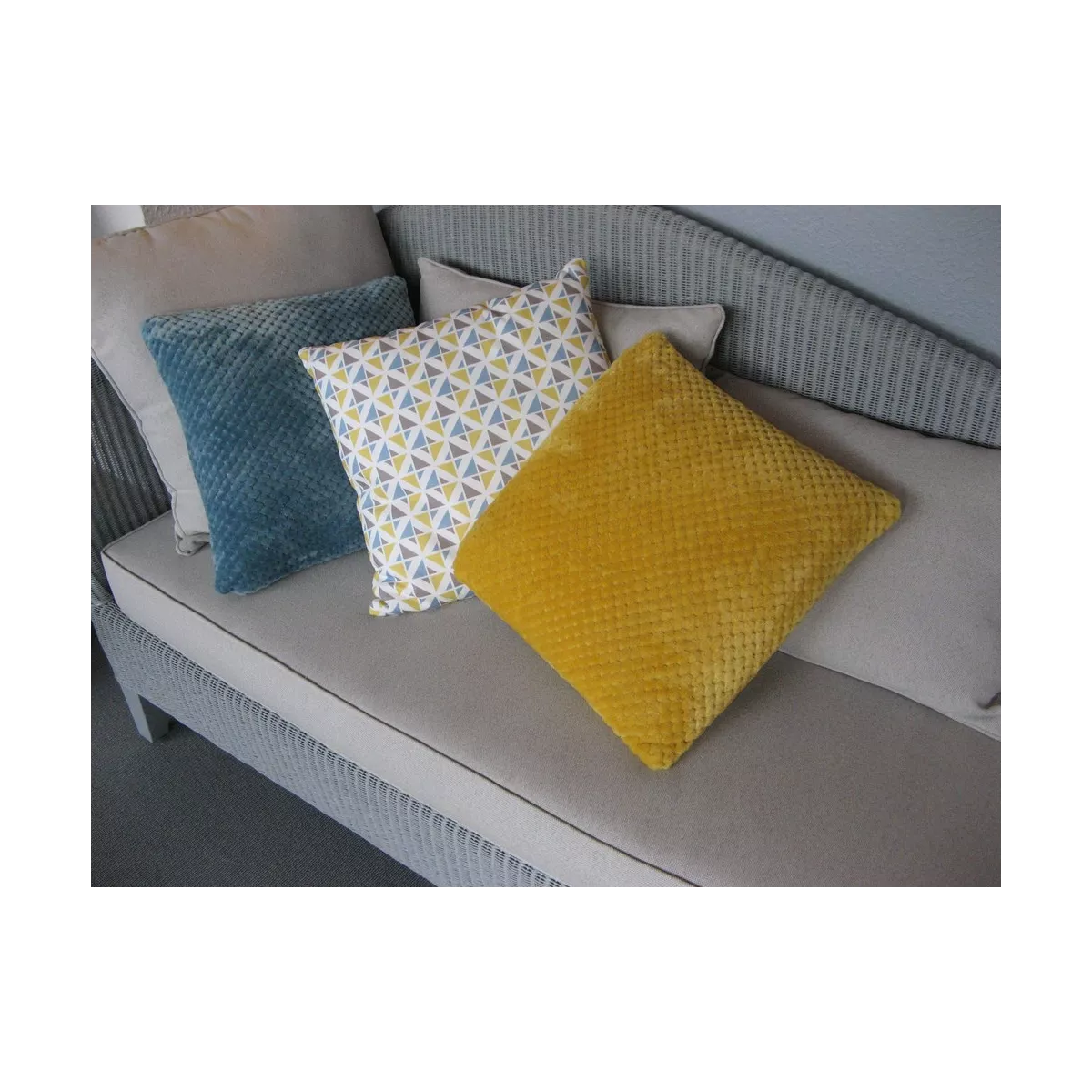 Coussin Damier Bleu Canard