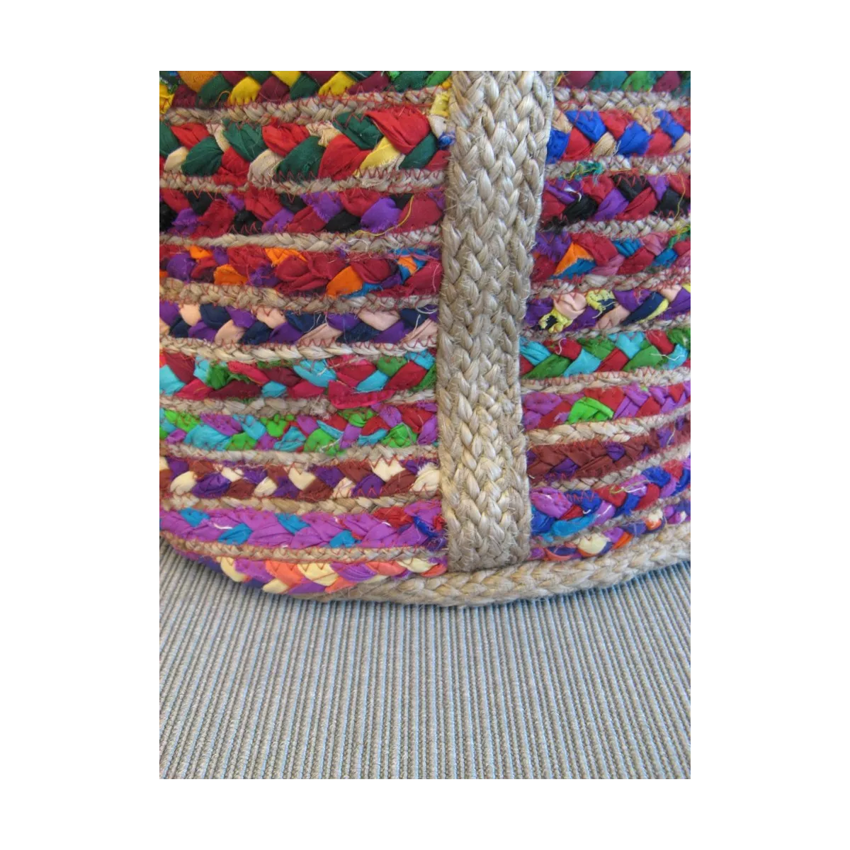 Corbeille en jute et coton multicolore 50x30