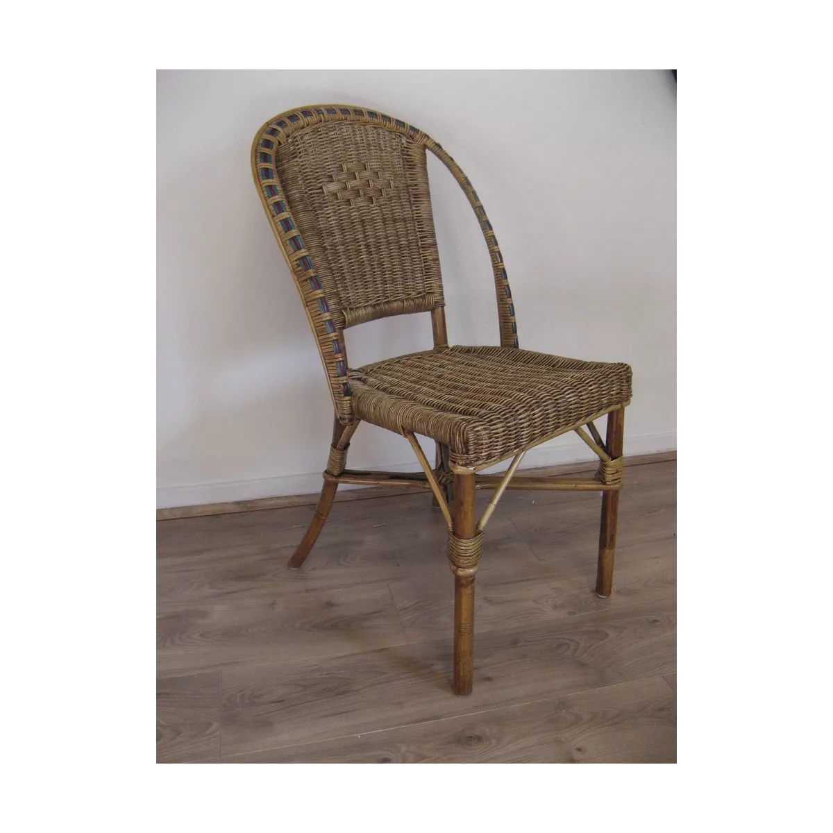 Chaise Grand Père Rotin Patiné + Couleurs