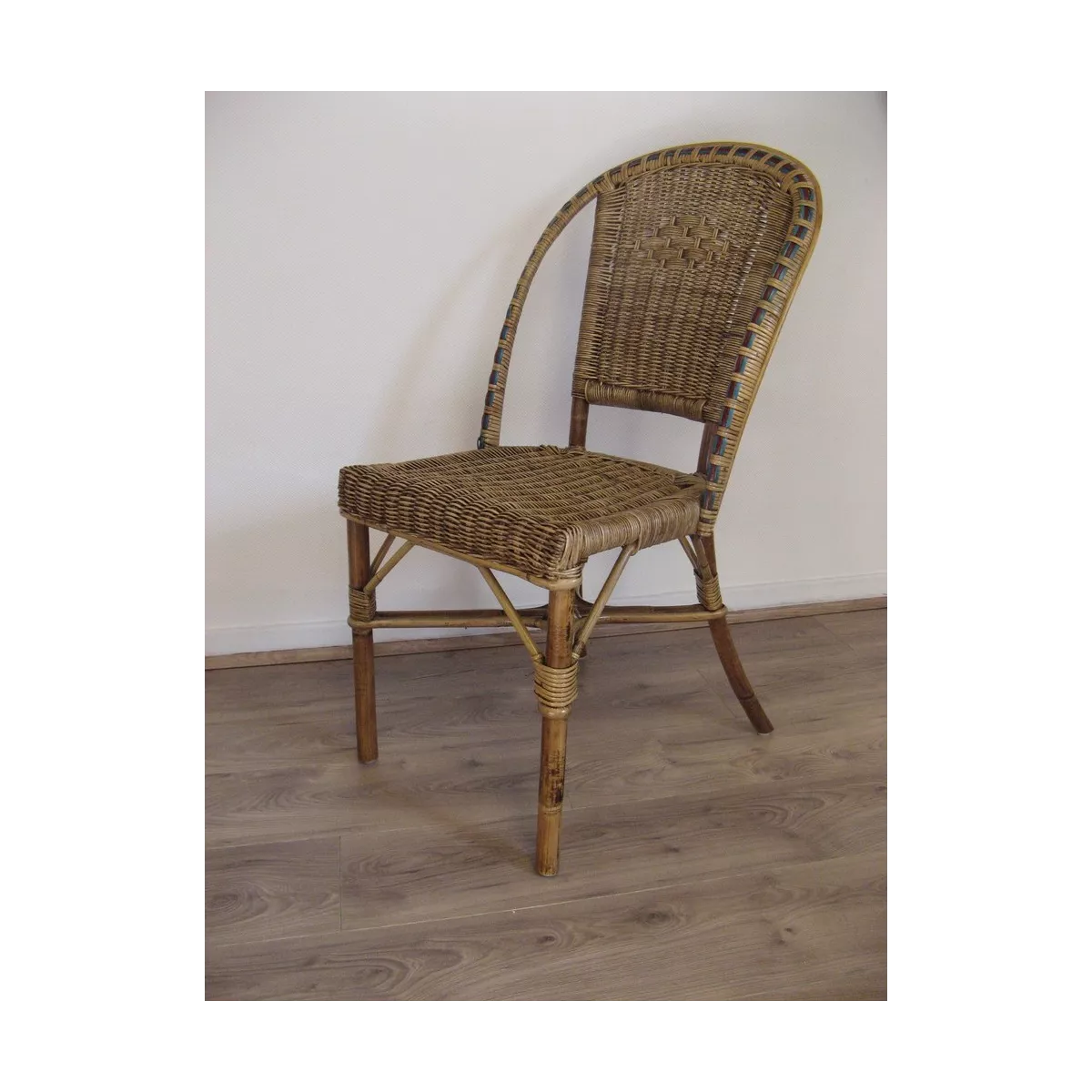 Chaise Grand Père Rotin Patiné + Couleurs
