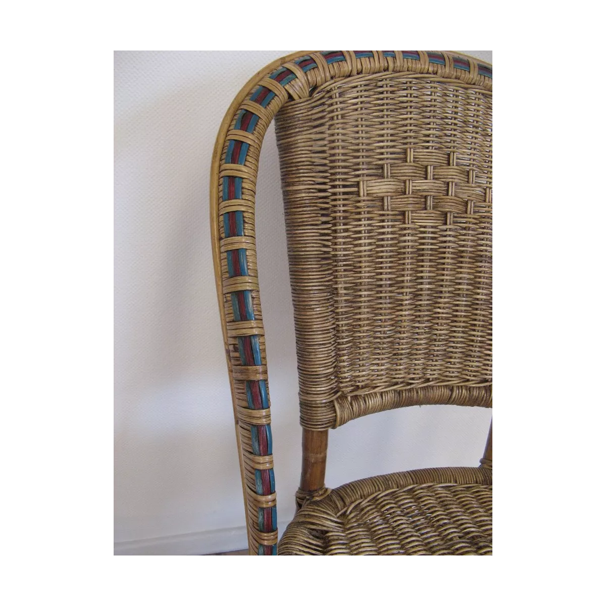 Chaise Grand Père Rotin Patiné + Couleurs