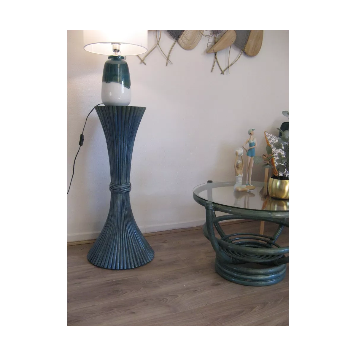 Colonne Gerbe de Blé H.92 cm Bleu