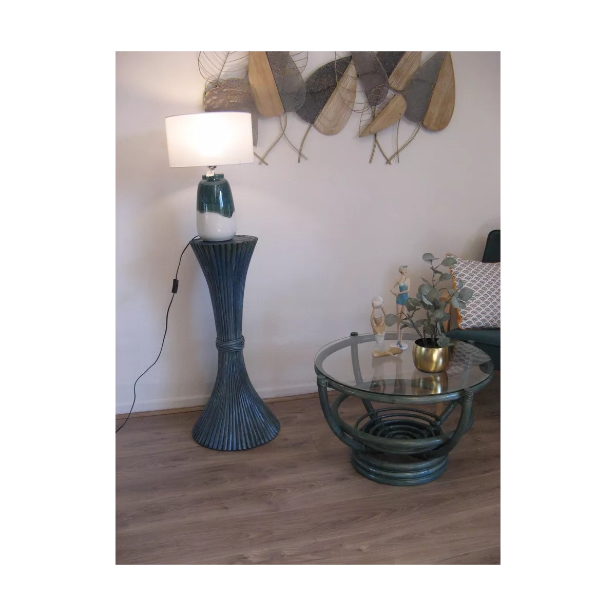 Colonne Gerbe de Blé H.92 cm Bleu
