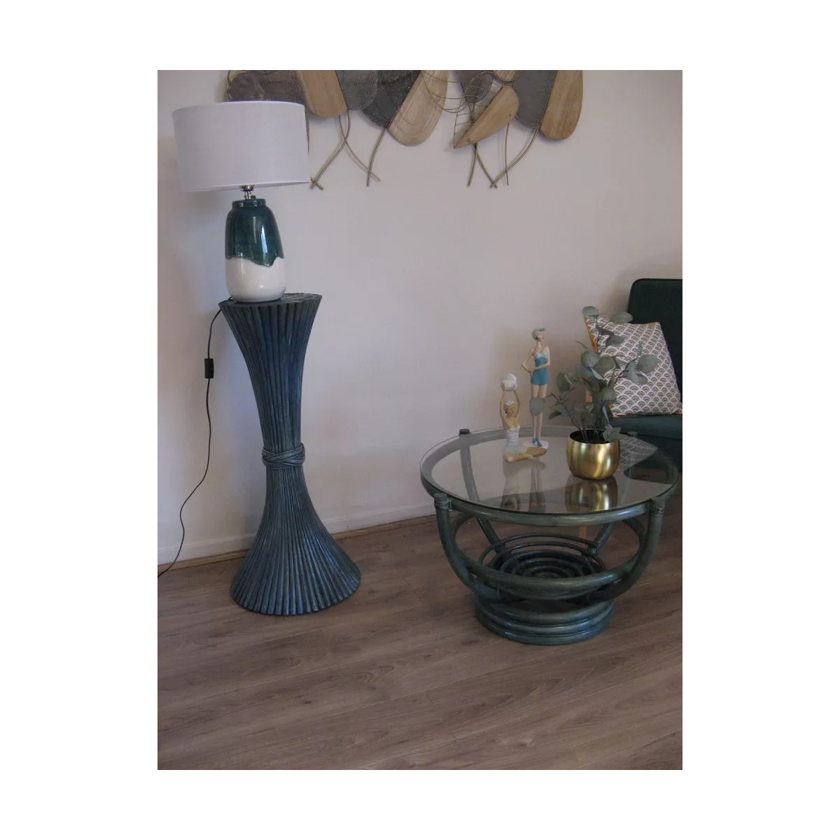 Colonne Gerbe de Blé H.92 cm Bleu
