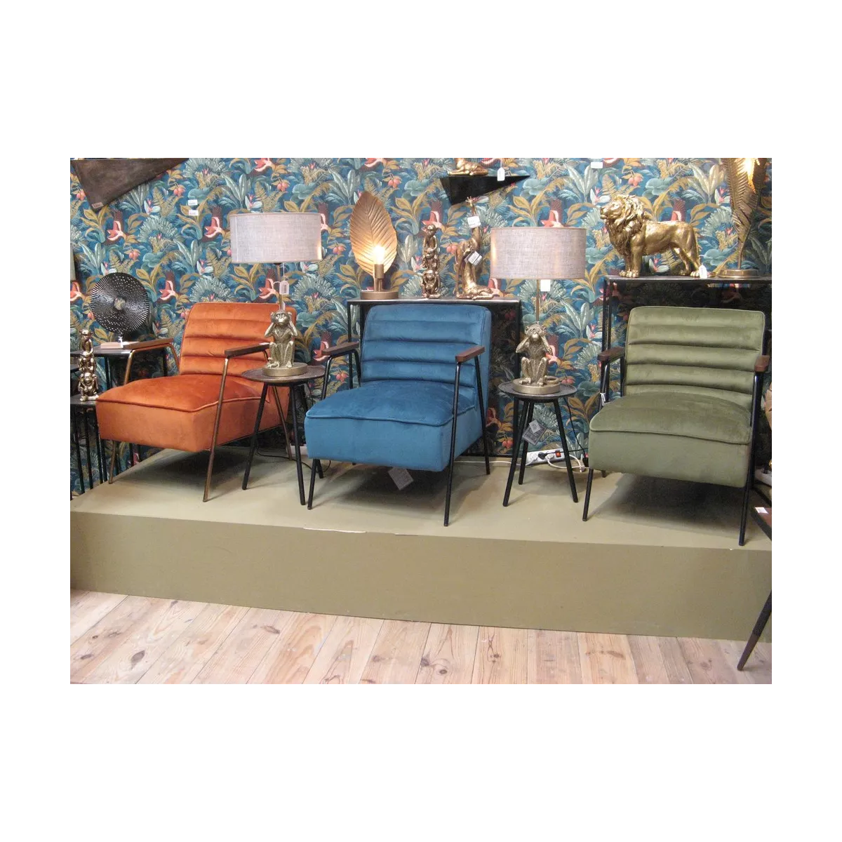 Fauteuil Hutch Velours Gris