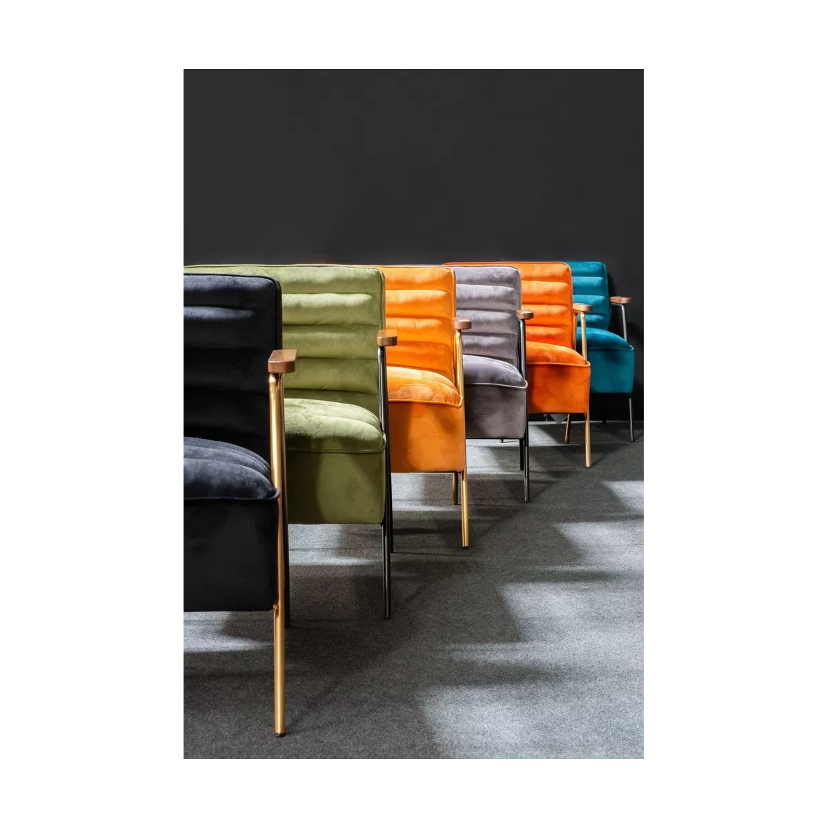 Fauteuil Hutch Velours Gris