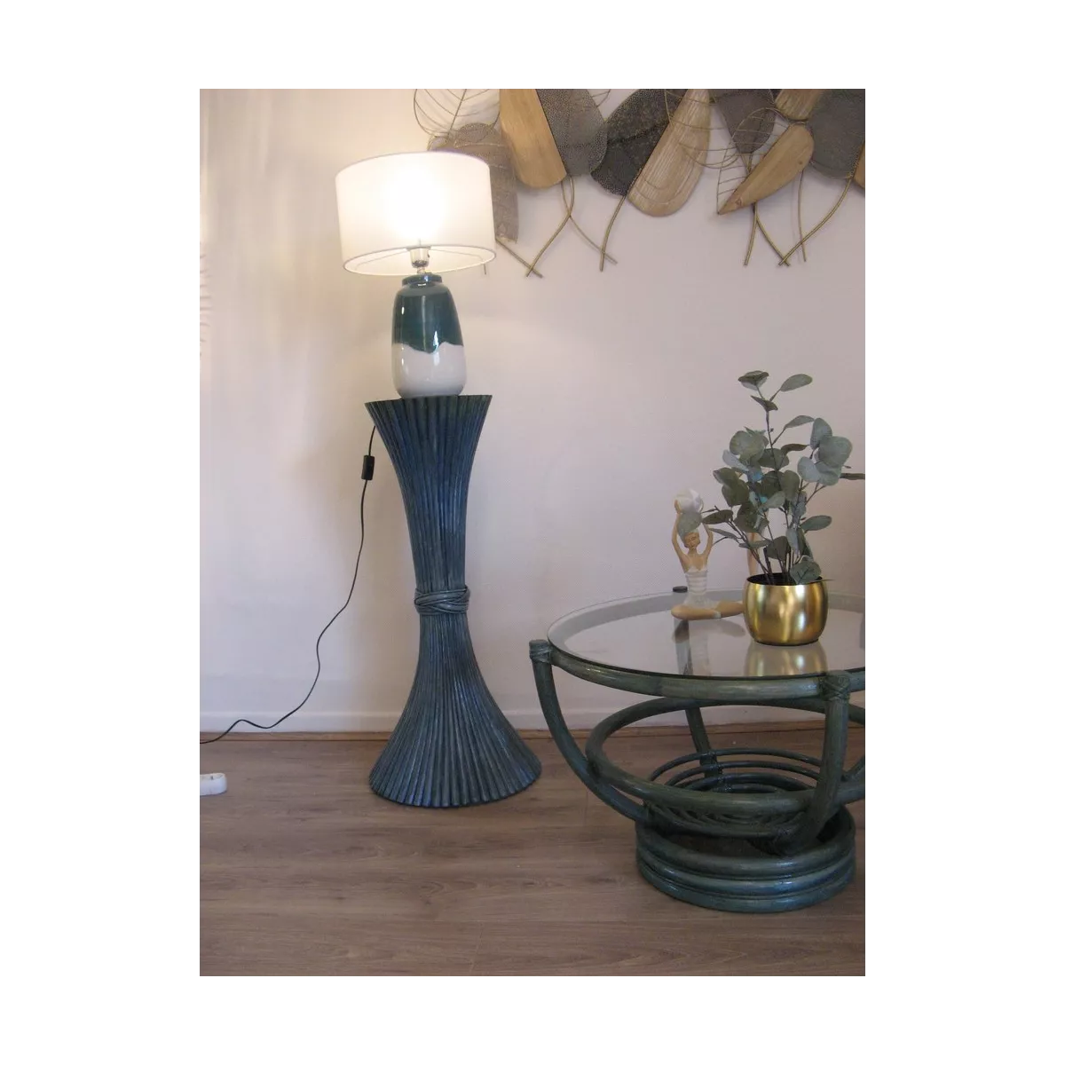 Colonne Gerbe de Blé H.92 cm Bleu