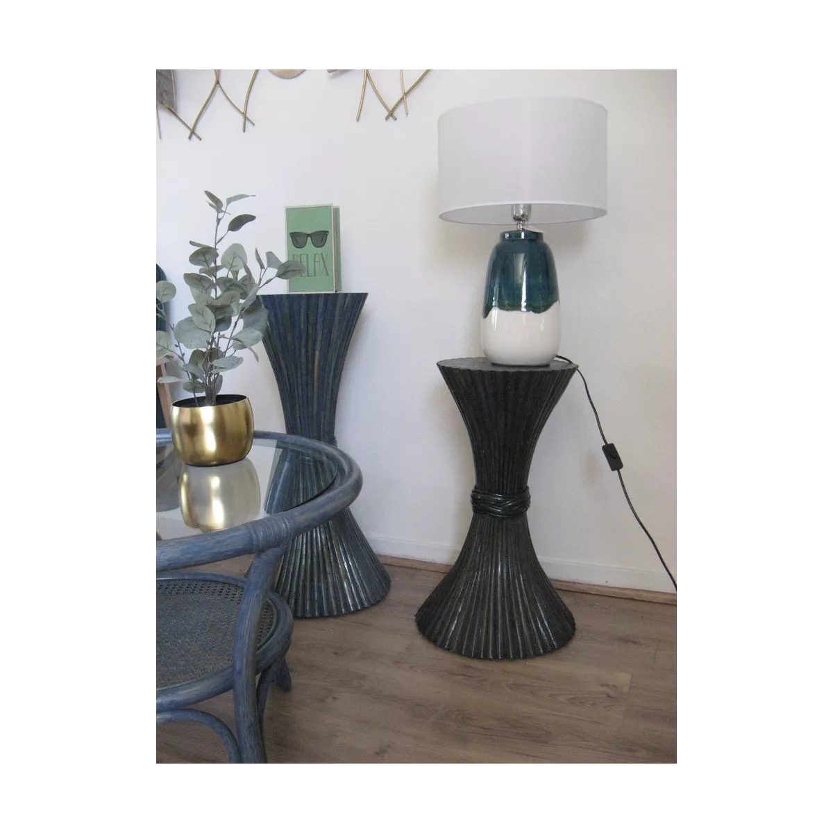 Colonne Gerbe de Blé H.61 cm Bleu