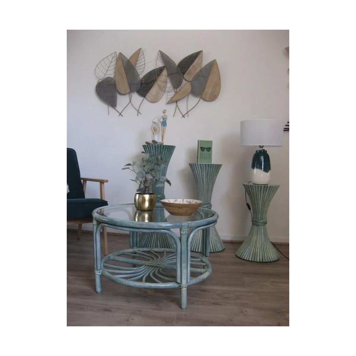 Table Basse en Rotin 77x77 Zoé Mare