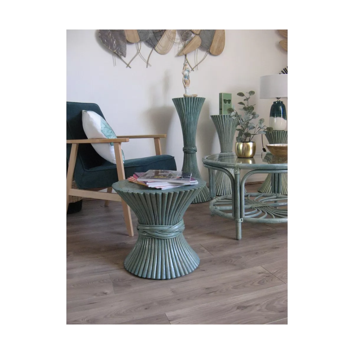 Table Basse en Rotin 77x77 Zoé Mare